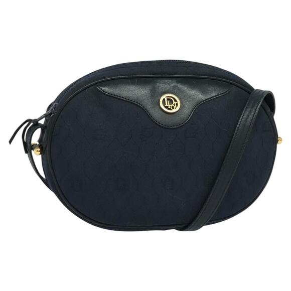 DIOR Honeycomb Canvas Shoulder Bag Gold Navy - Picture 1 of 12